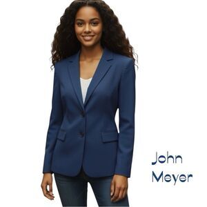 John Meyer Navy Blue Tailored Long Sleeve Jacket Blazer NWOT Size 16